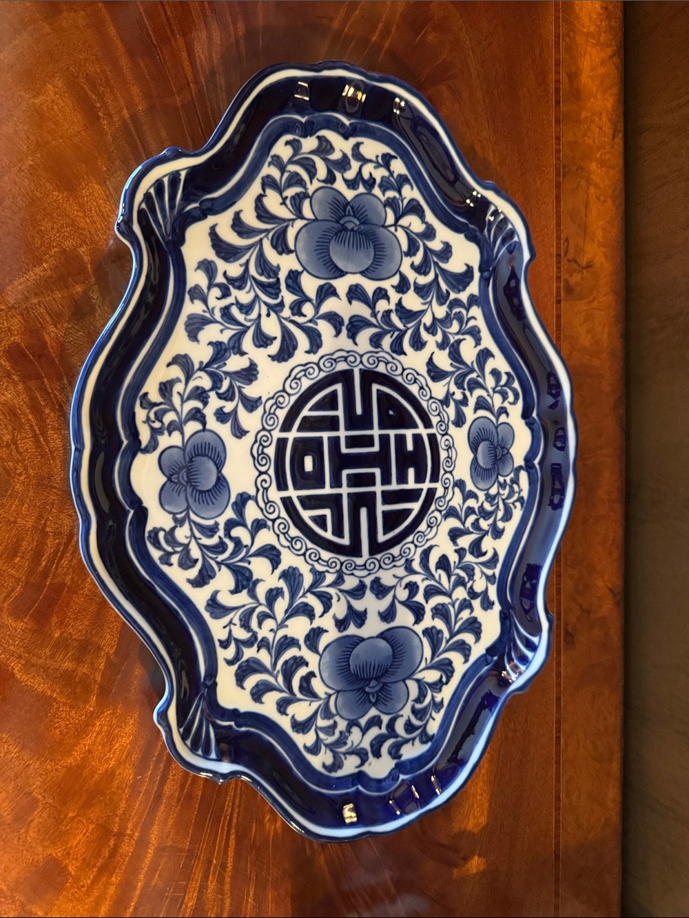 Vintage The Bombay Company Chinoiserie porcelain tray.
